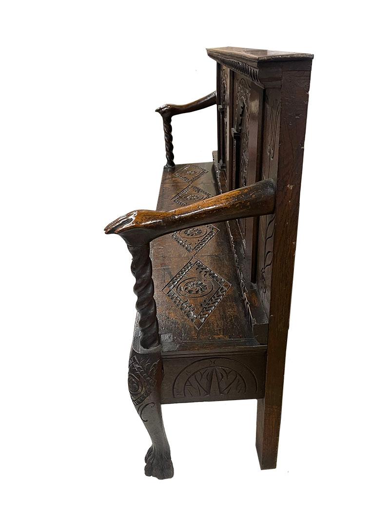 Dutch oak hall bench, 18th century 1