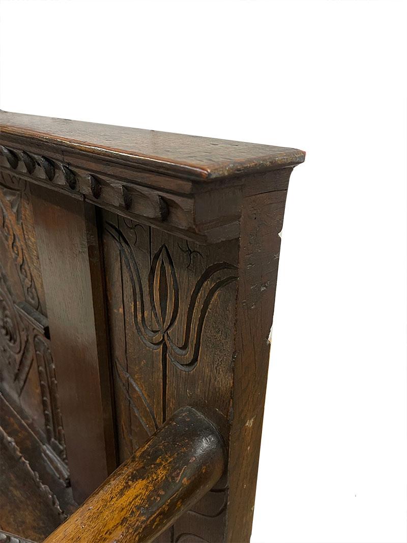 Dutch oak hall bench, 18th century 2