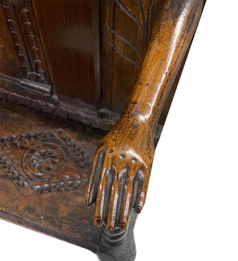 Dutch oak hall bench, 18th century 3