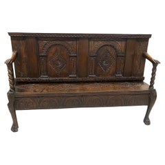Dutch oak hall bench, 18th century