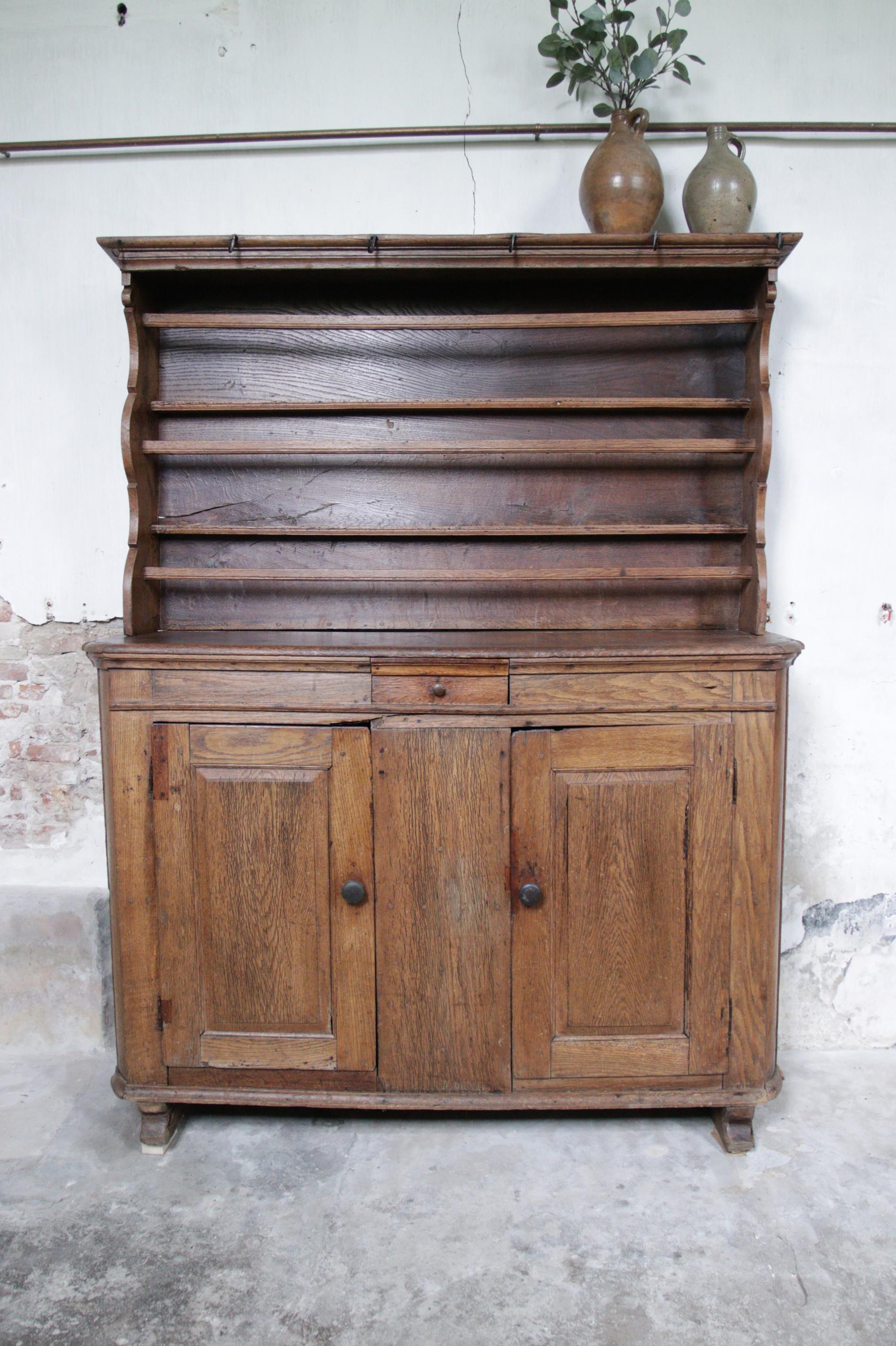 Baroque Dutch Oak Pewter Cupboard ca 1700 For Sale