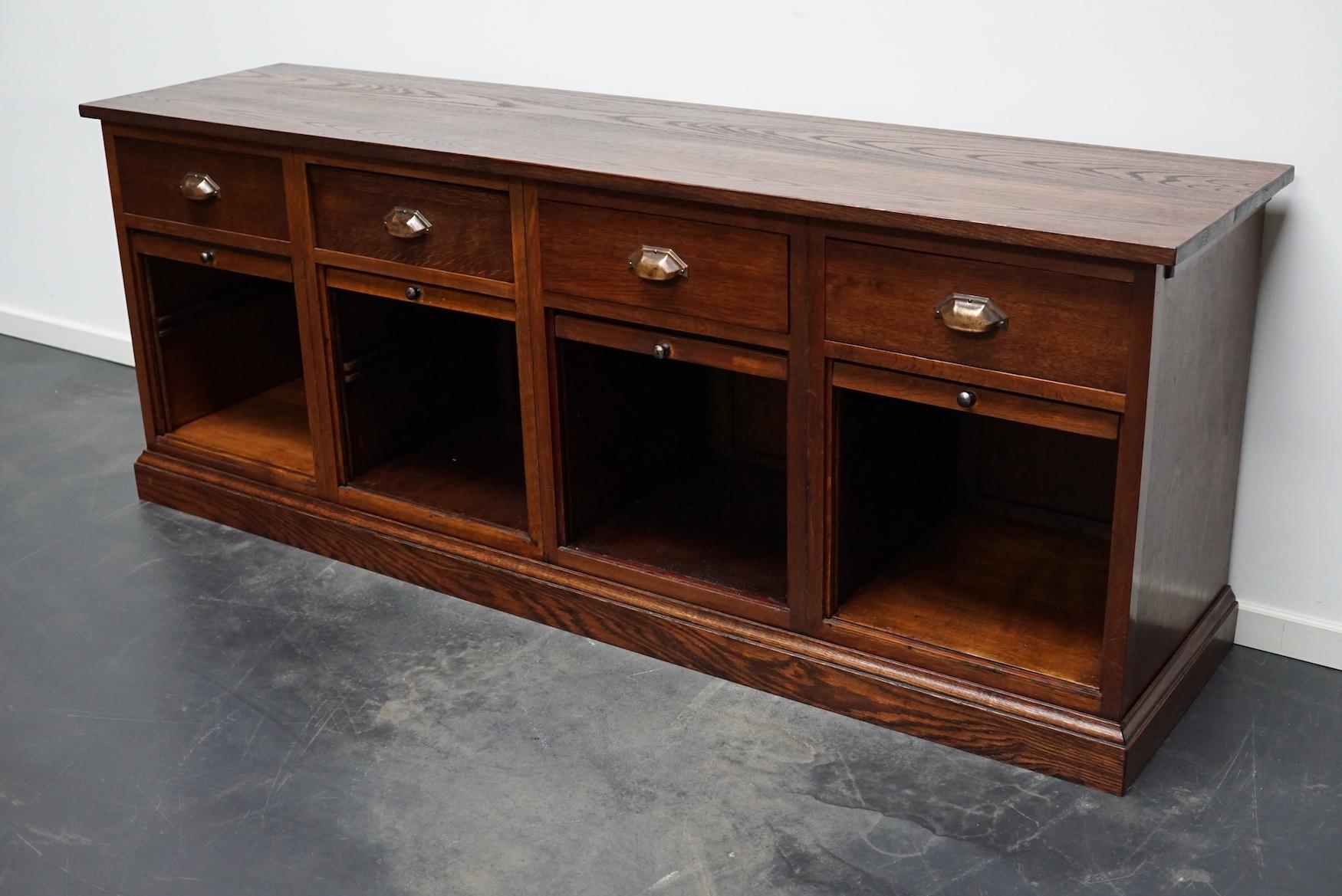 Dutch Oak Sideboard Filing Cabinet, 1930s In Good Condition For Sale In Nijmegen, NL