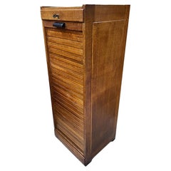 Dutch Oak Tambour Front Door Filling Cabinet, 1920s