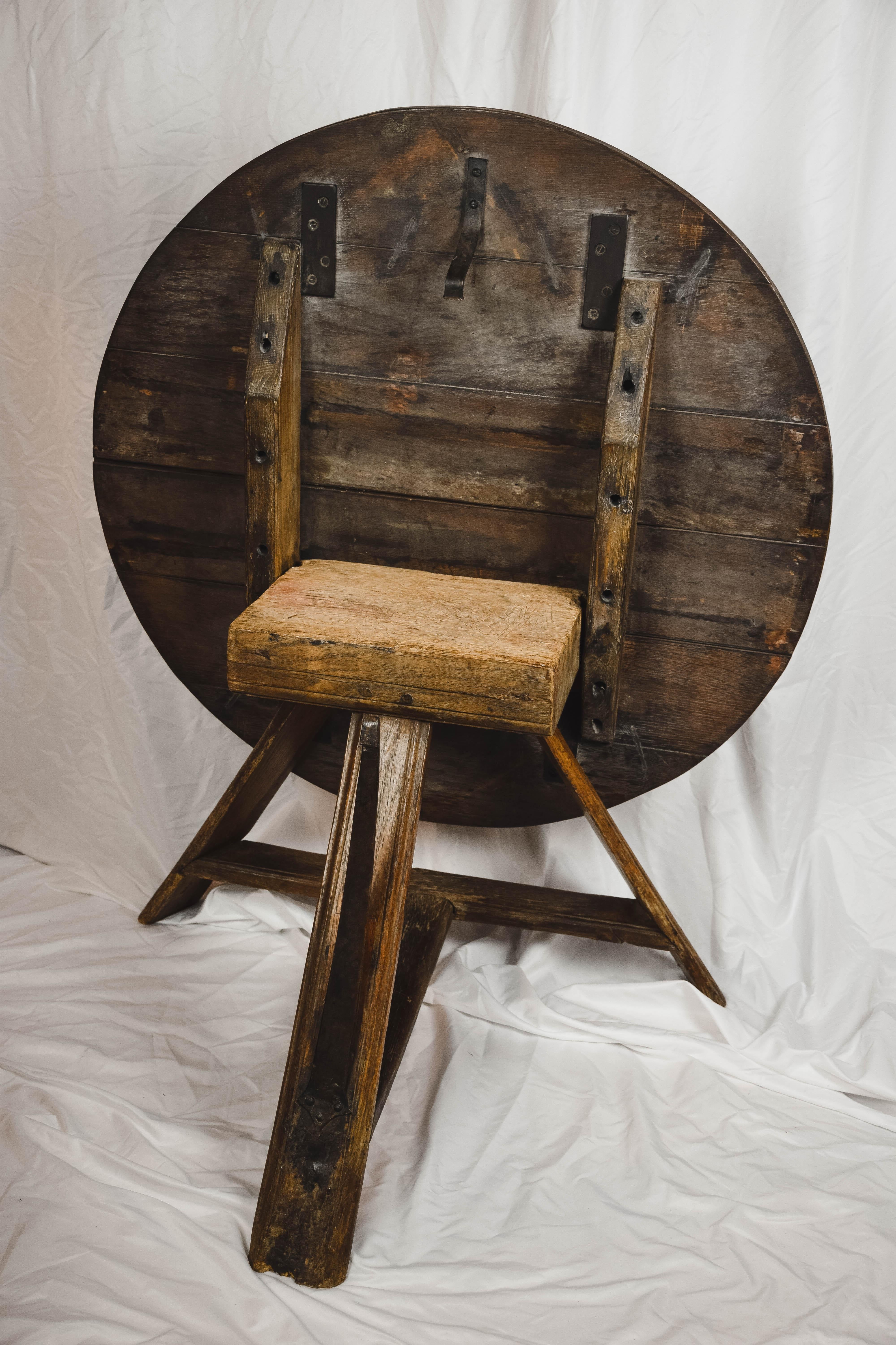 Dutch Oak Tilt-Top Table In Good Condition In Houston, TX