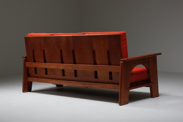 Mid-Century Modern Dutch Oakwood Modernist Lounge Sofa by Bas Van Pelt For Sale