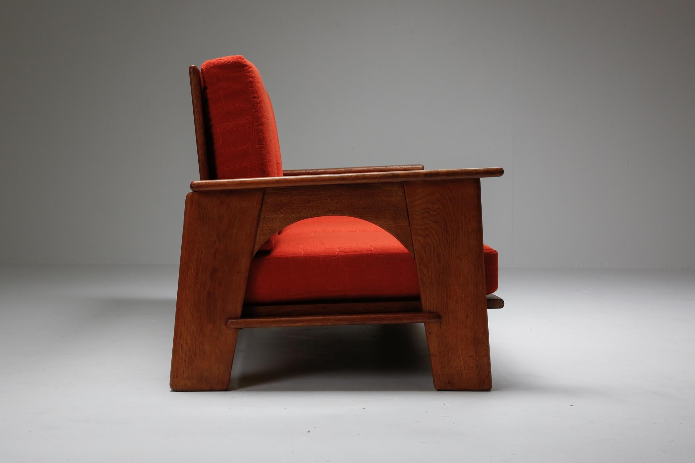 Mid-Century Modern Dutch Oakwood Modernist Lounge Sofa by Bas Van Pelt For Sale