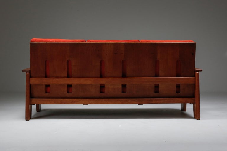 Mid-20th Century Dutch Oakwood Modernist Lounge Sofa by Bas Van Pelt For Sale