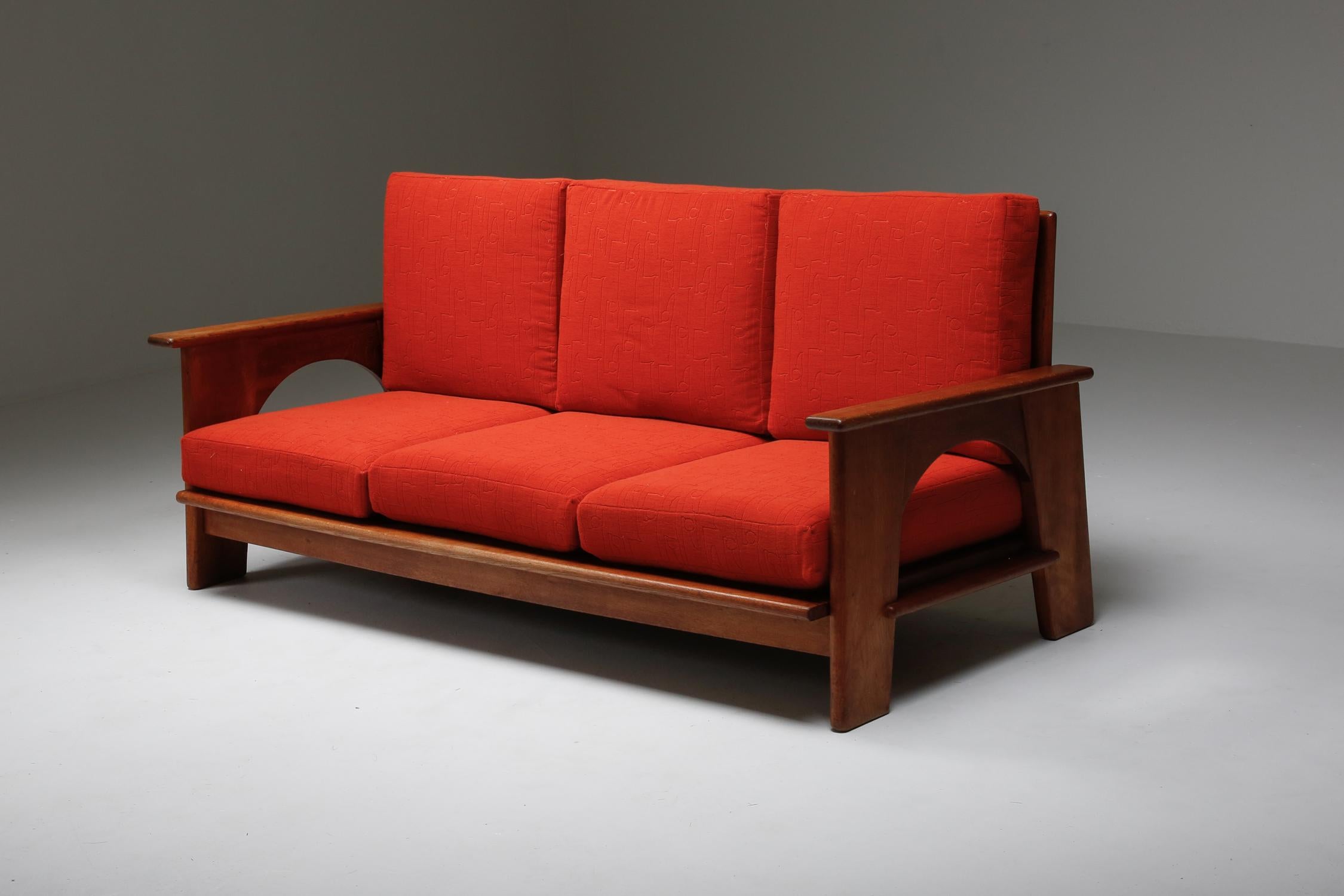 Mid-20th Century Dutch Oakwood Modernist Lounge Sofa by Bas Van Pelt For Sale