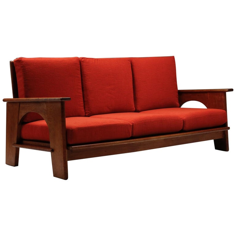 Dutch Oakwood Modernist Lounge Sofa by Bas Van Pelt For Sale