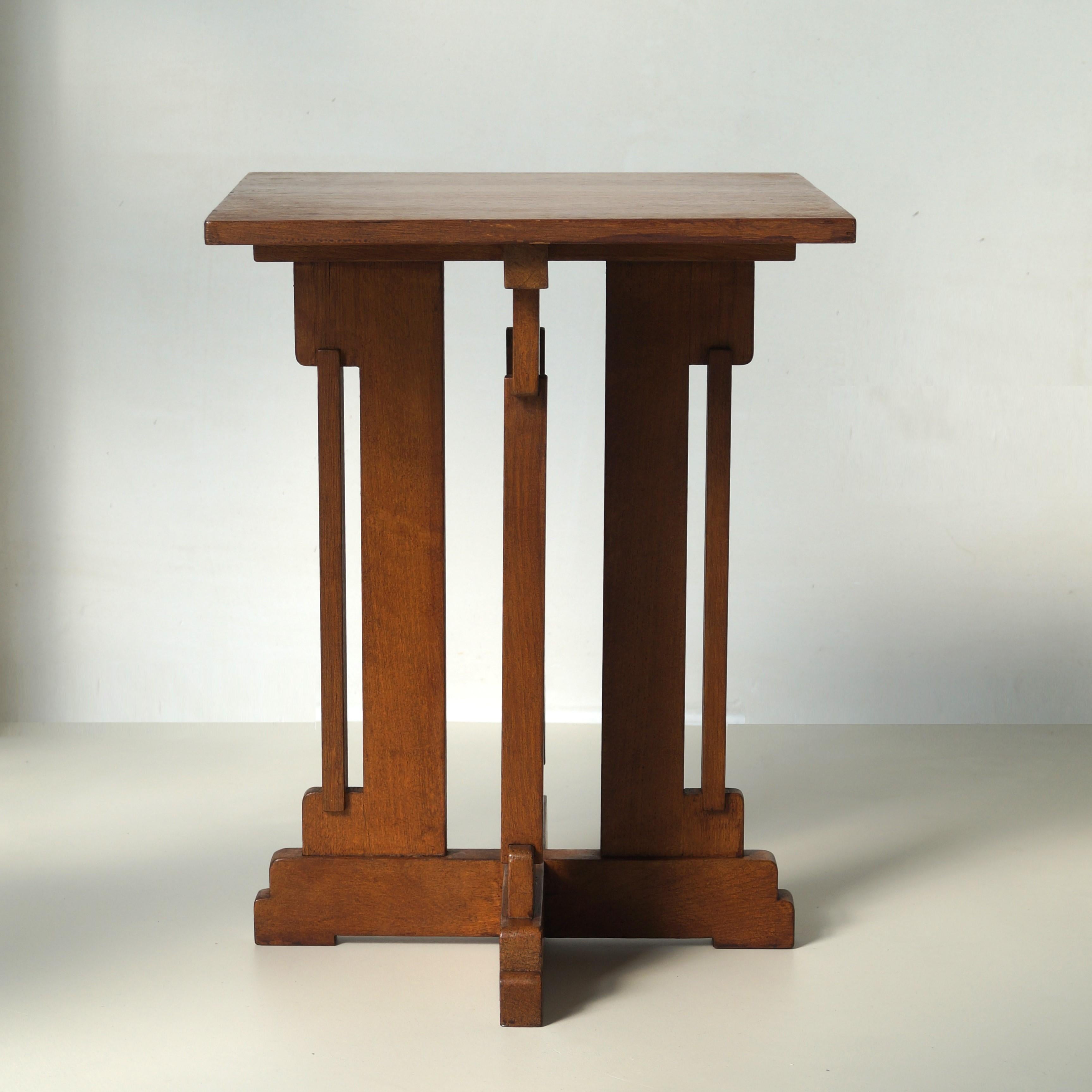 Art Deco Dutch Occasional Side Table in oak by P.E.L. Izeren, 1920s