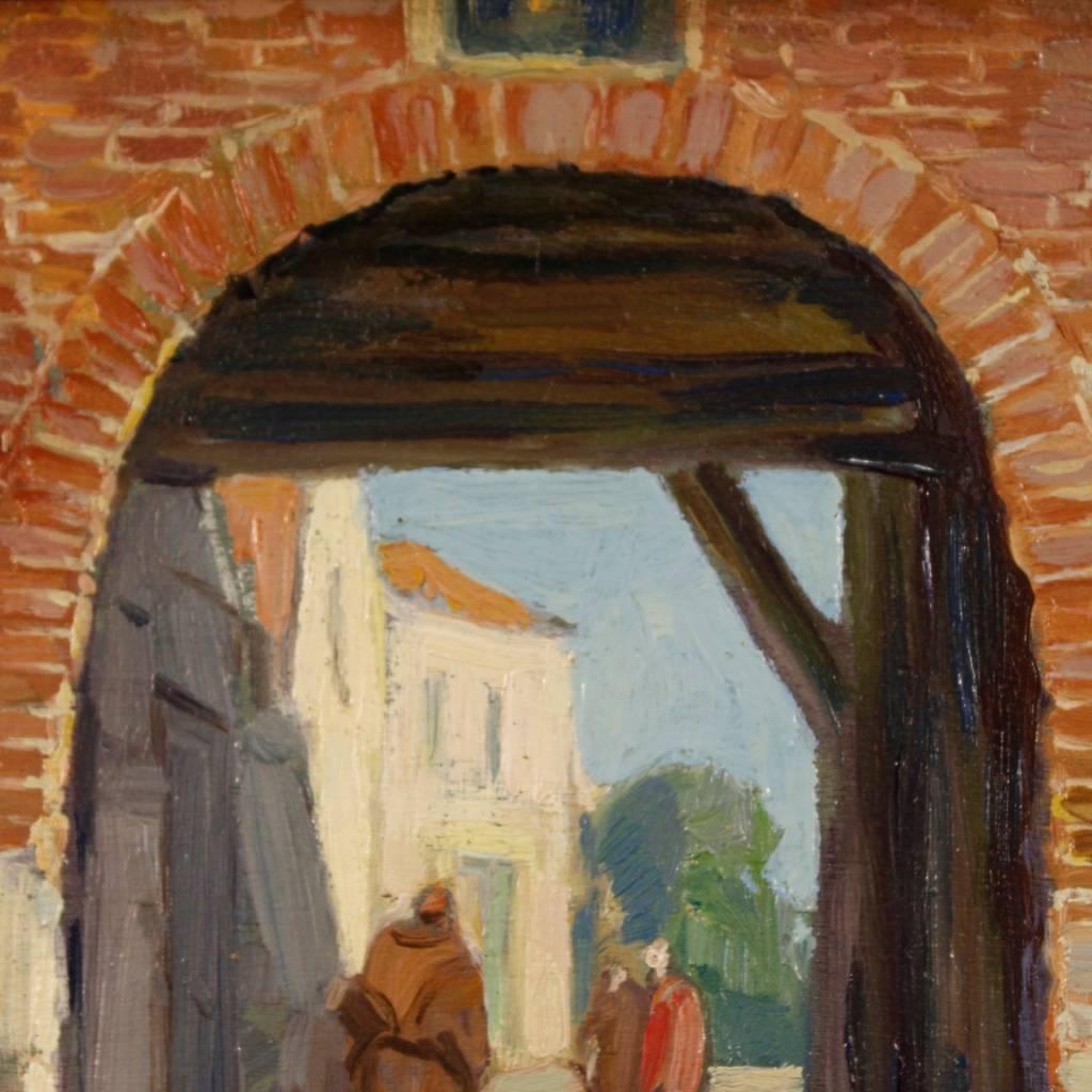 Dutch Oil on Board Painting Depicting Antique Village with Characters 4