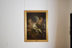 Dutch Oil on Canvas, "Dogs Fighting a Heron", after Abraham Hondius (1625-1695)