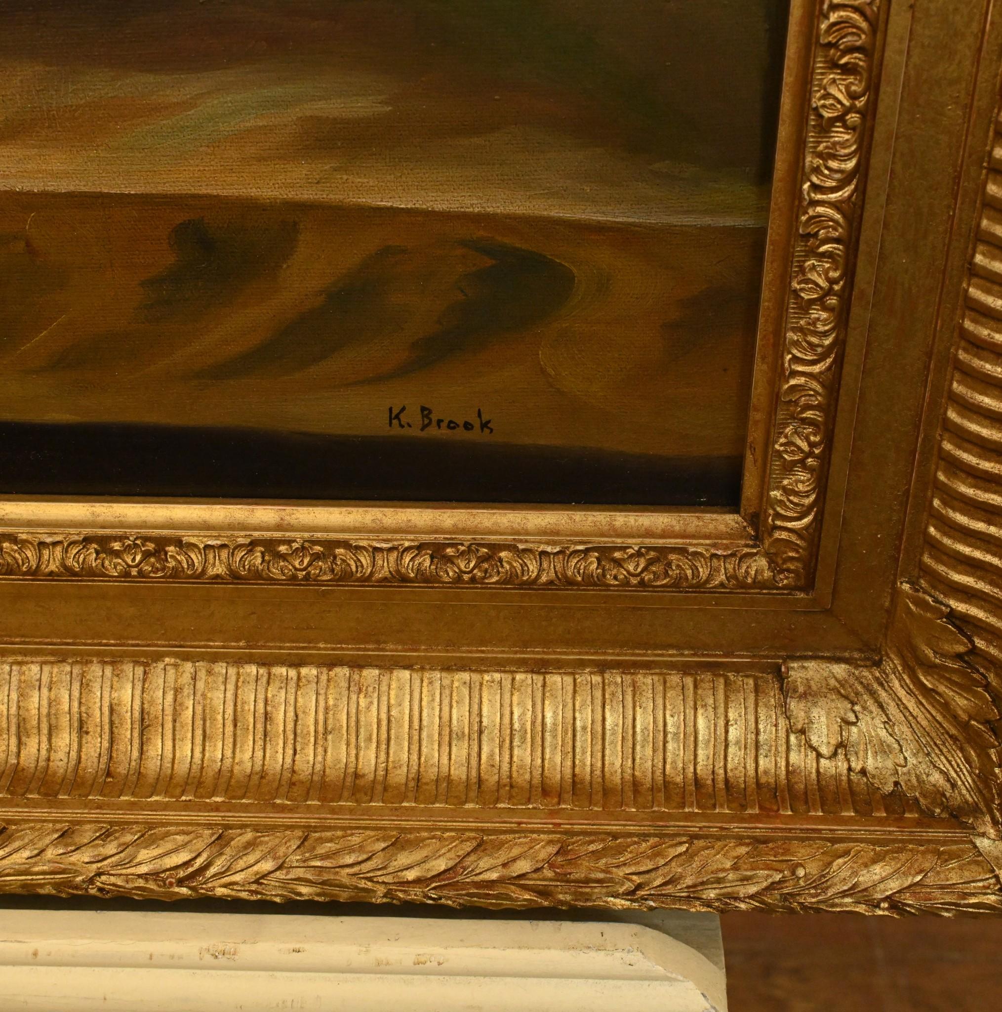 Pintura al Óleo Holandesa Bodegón Espray Floral Marco Dorado en Bueno estado para la venta en Potters Bar, GB