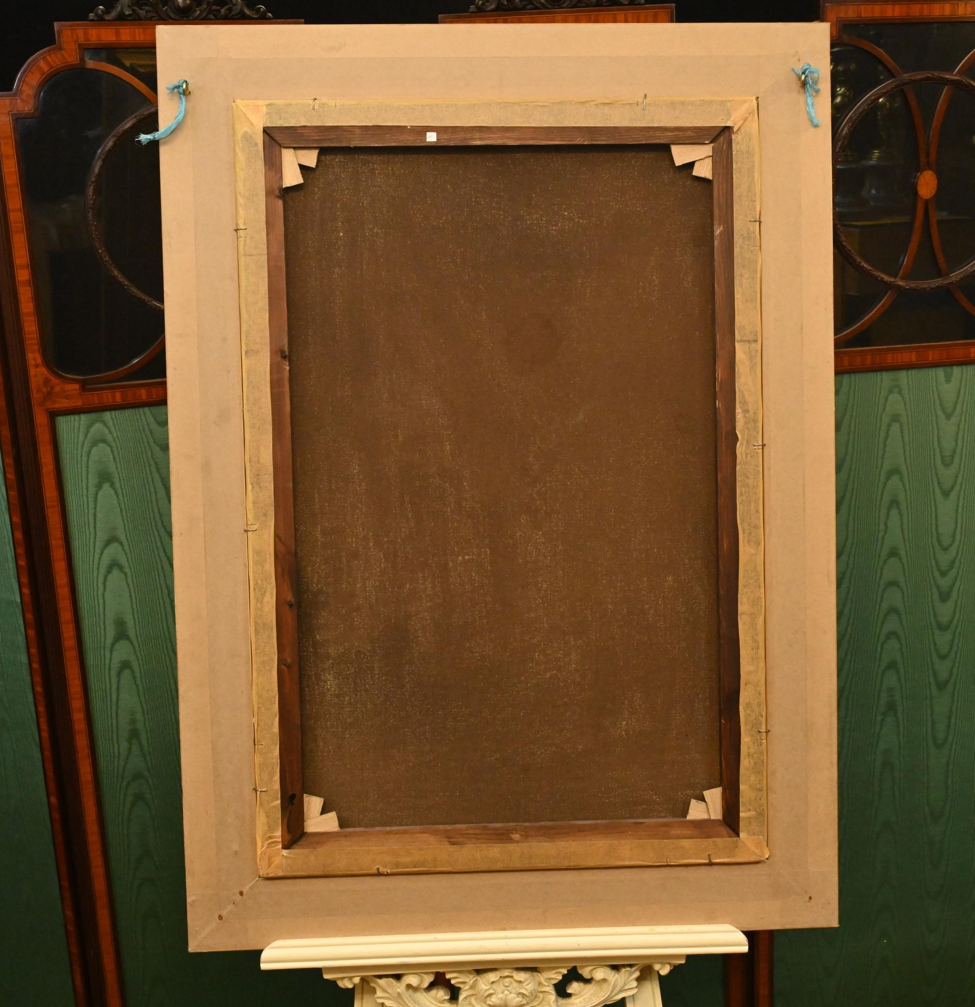 Pintura al Óleo Holandesa Bodegón Espray Floral Marco Dorado finales del siglo XX en venta