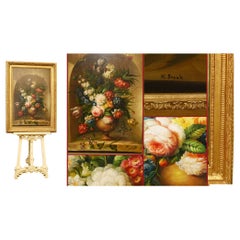 Dutch Oil Painting Still Life Floral Spray Gilt Frame