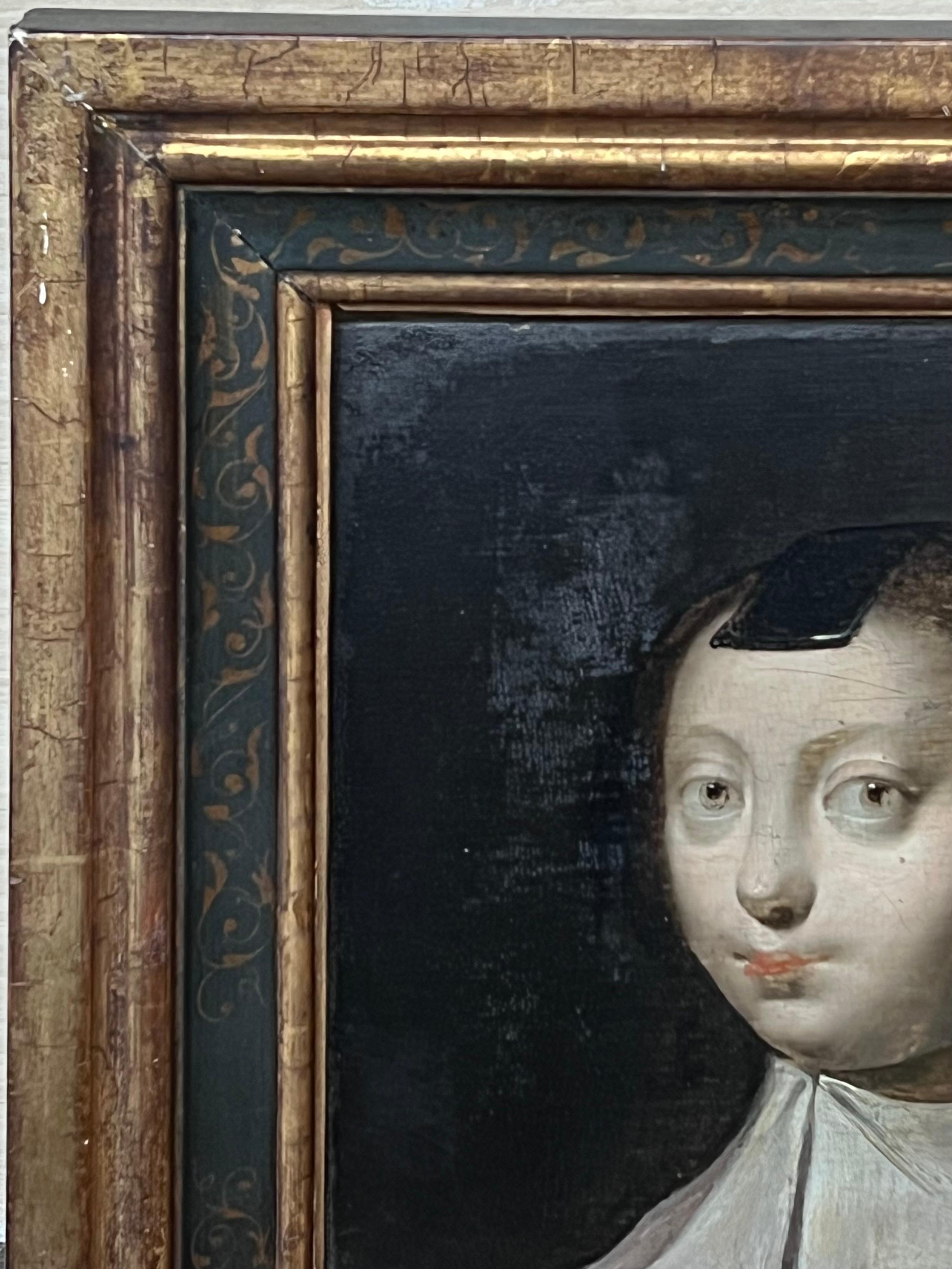 Fine 17th Century Dutch Old Master Oil on Cradled Panel Portrait of Young Lady 1