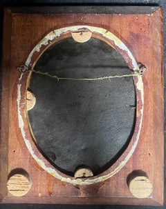 17th Century Dutch Old Master Oil Painting Oval Shape Figures in Tavern Interior