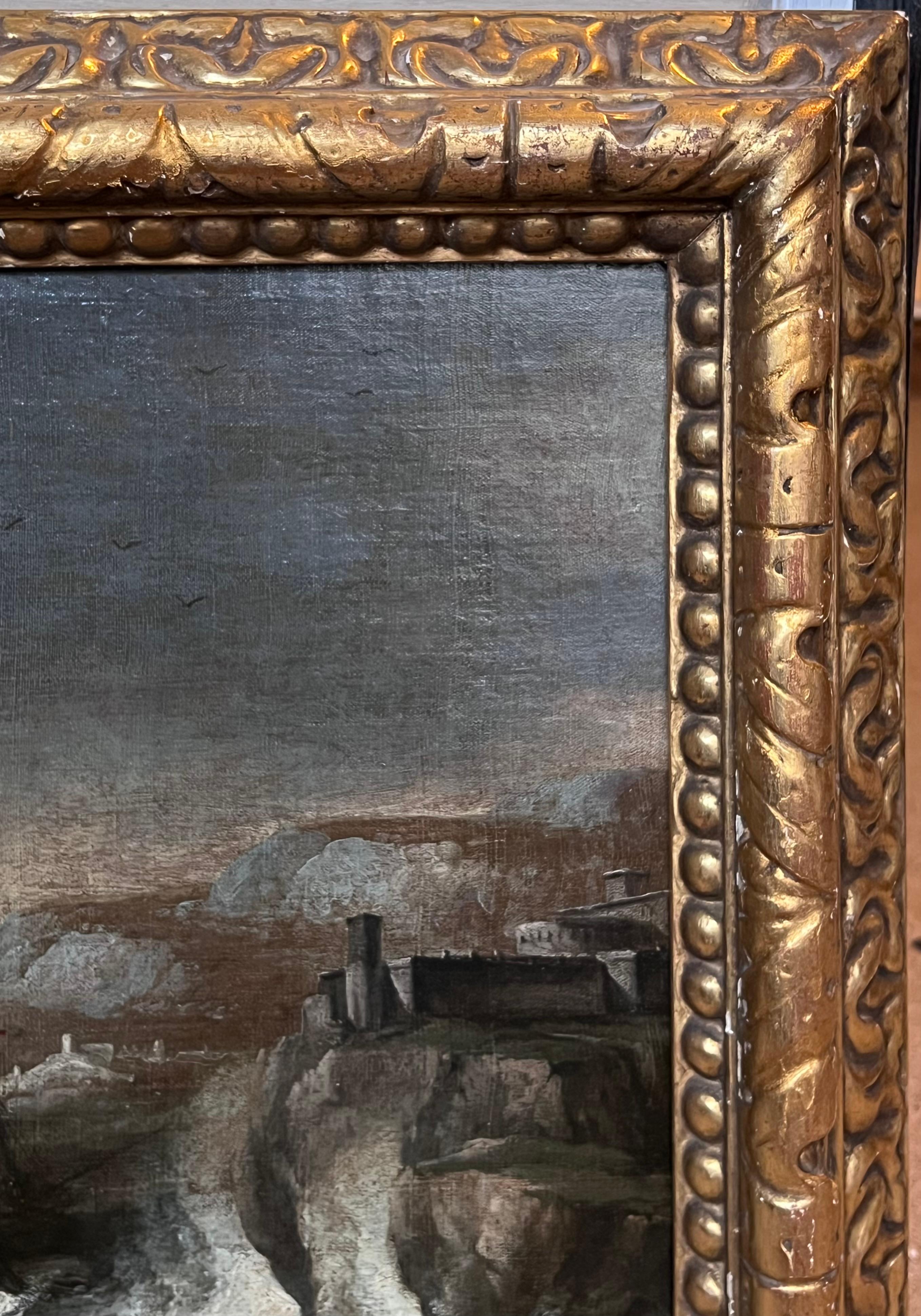 Pittura ad olio olandese del 17° secolo Old Master Shipping in Stormy Seas of Coastline (Navigazione in mari tempestosi) in vendita 2