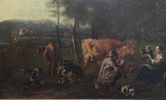 17th-Century Dutch Pastoral Scene Figures Cattle Goats in a Bucolic Landscape