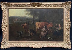 Figures de scène pastorale néerlandaise du 17e siècle représentant des chèvres déguisées dans un paysage bucolique