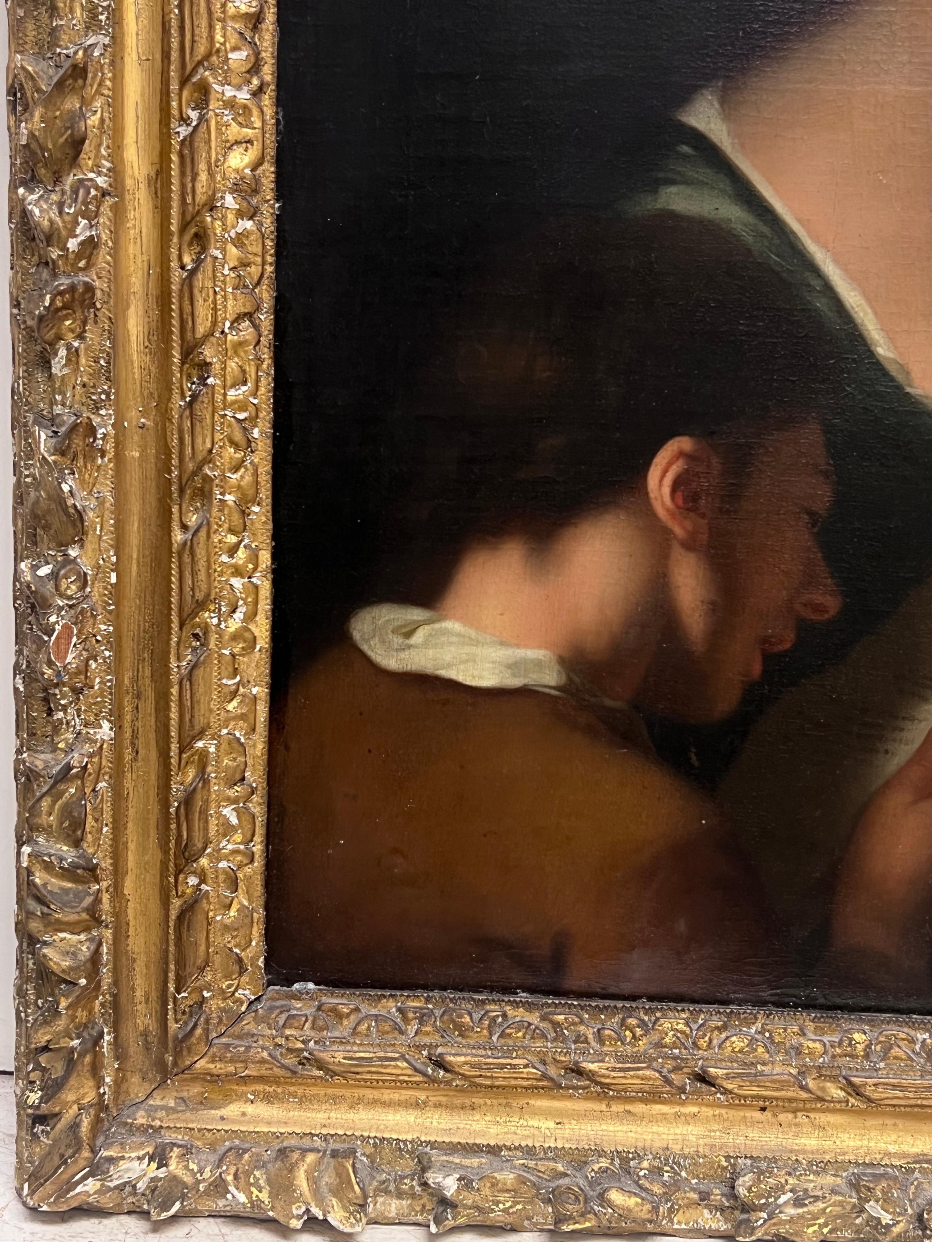 Fine 17th Century Dutch Old Master Oil Painting Mother & Young Children Reading For Sale 8