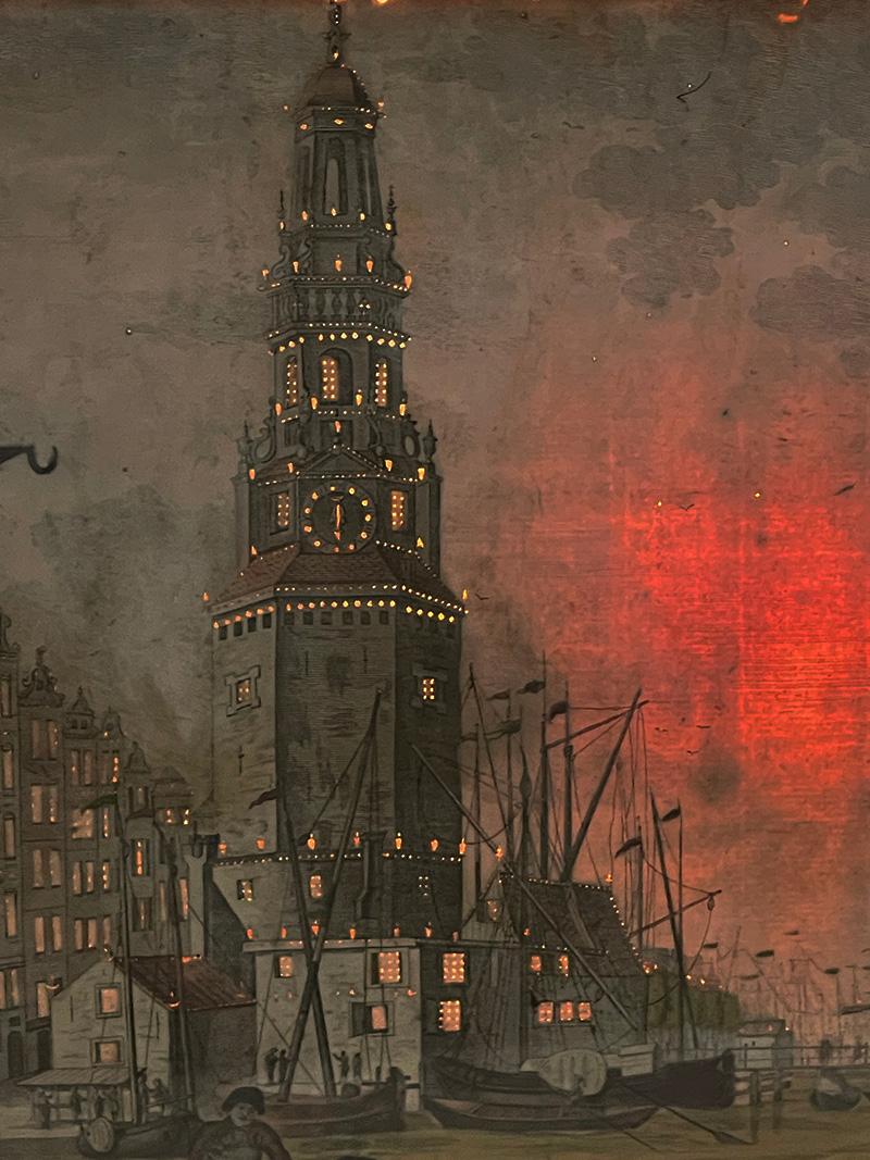 Niederländischer optischer Druck mit Beleuchtung, Amsterdam, 18. Jahrhundert im Angebot 1