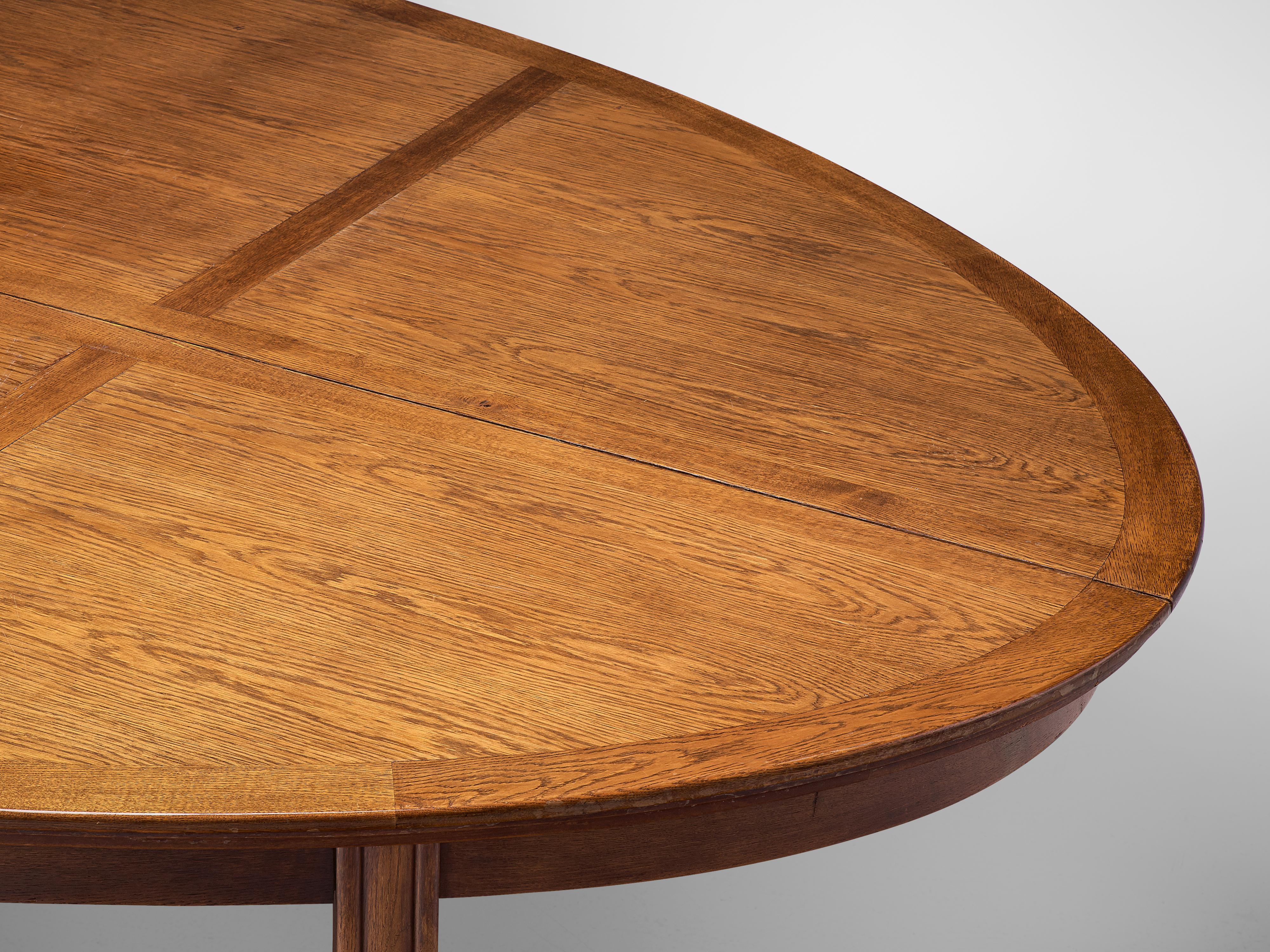 Mid-20th Century Dutch Oval-Shaped Conference Table in Stained Oak