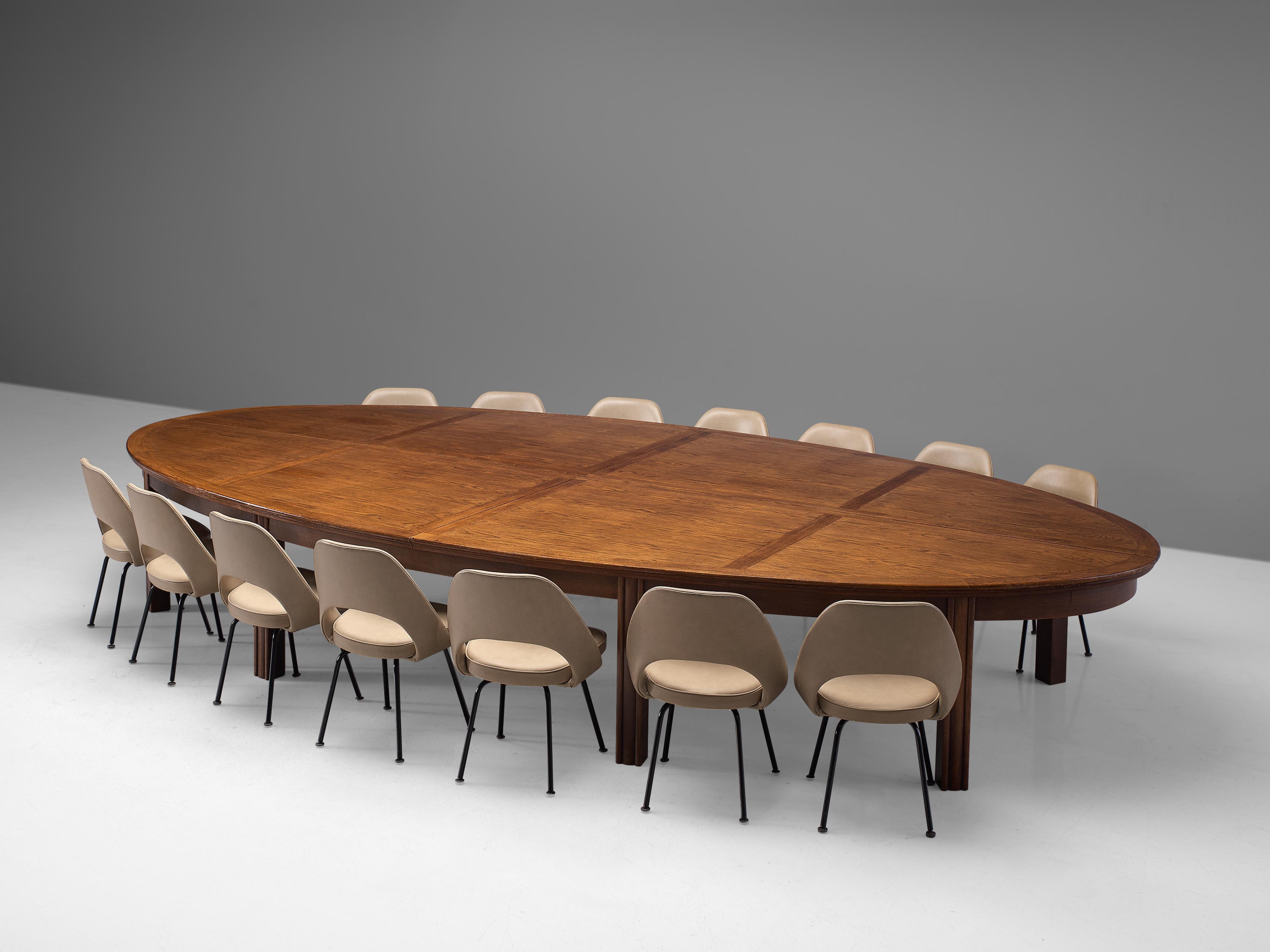 Dutch Oval-Shaped Conference Table in Stained Oak 1