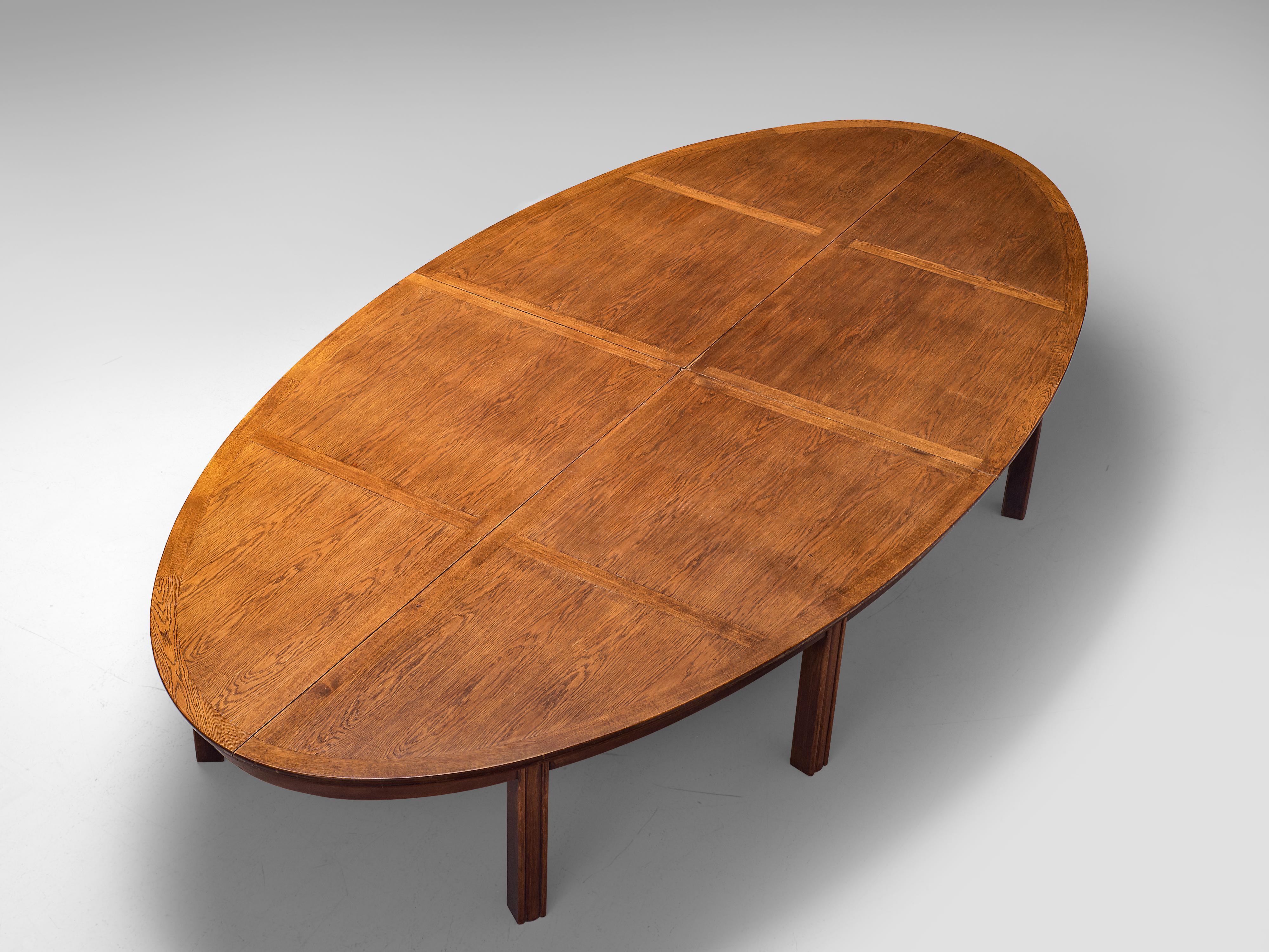 Dutch Oval-Shaped Conference Table in Stained Oak 2