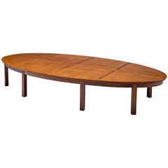 Dutch Oval-Shaped Conference Table in Stained Oak
