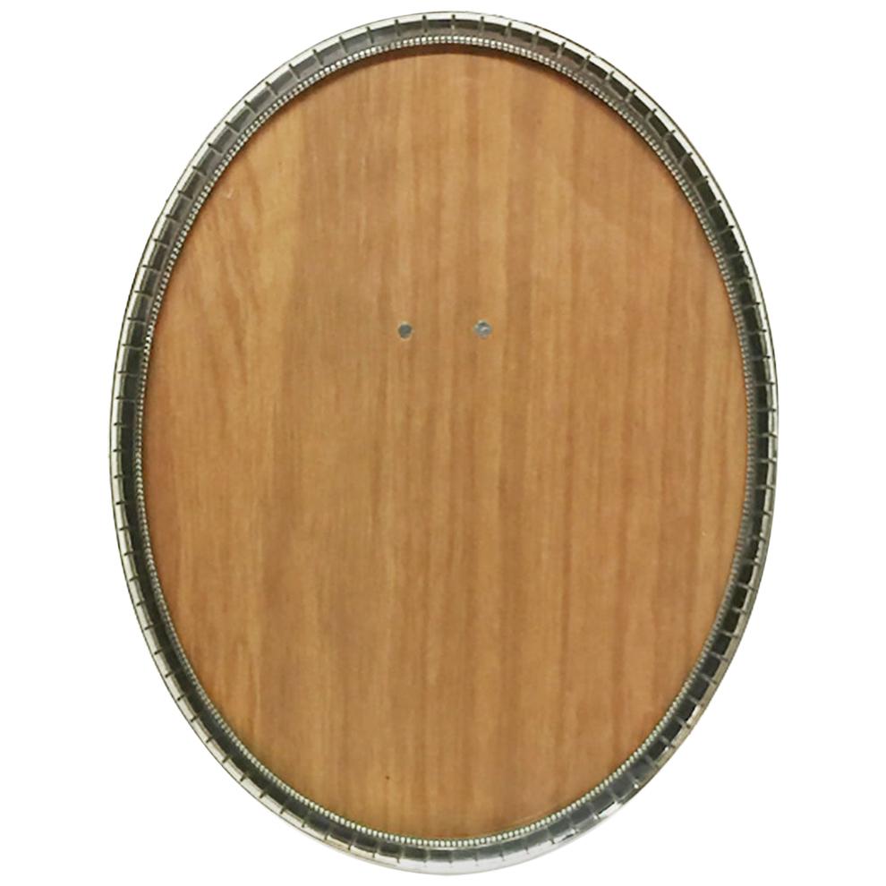 Marco de fotos ovalado holandés de plata, 1915-1920