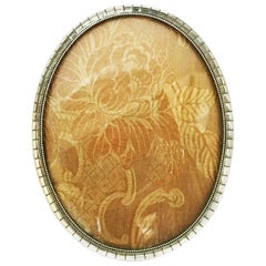Antique Dutch Oval Silver Photo Frame with Motif and Convex Hand Blown Glass, 1920s