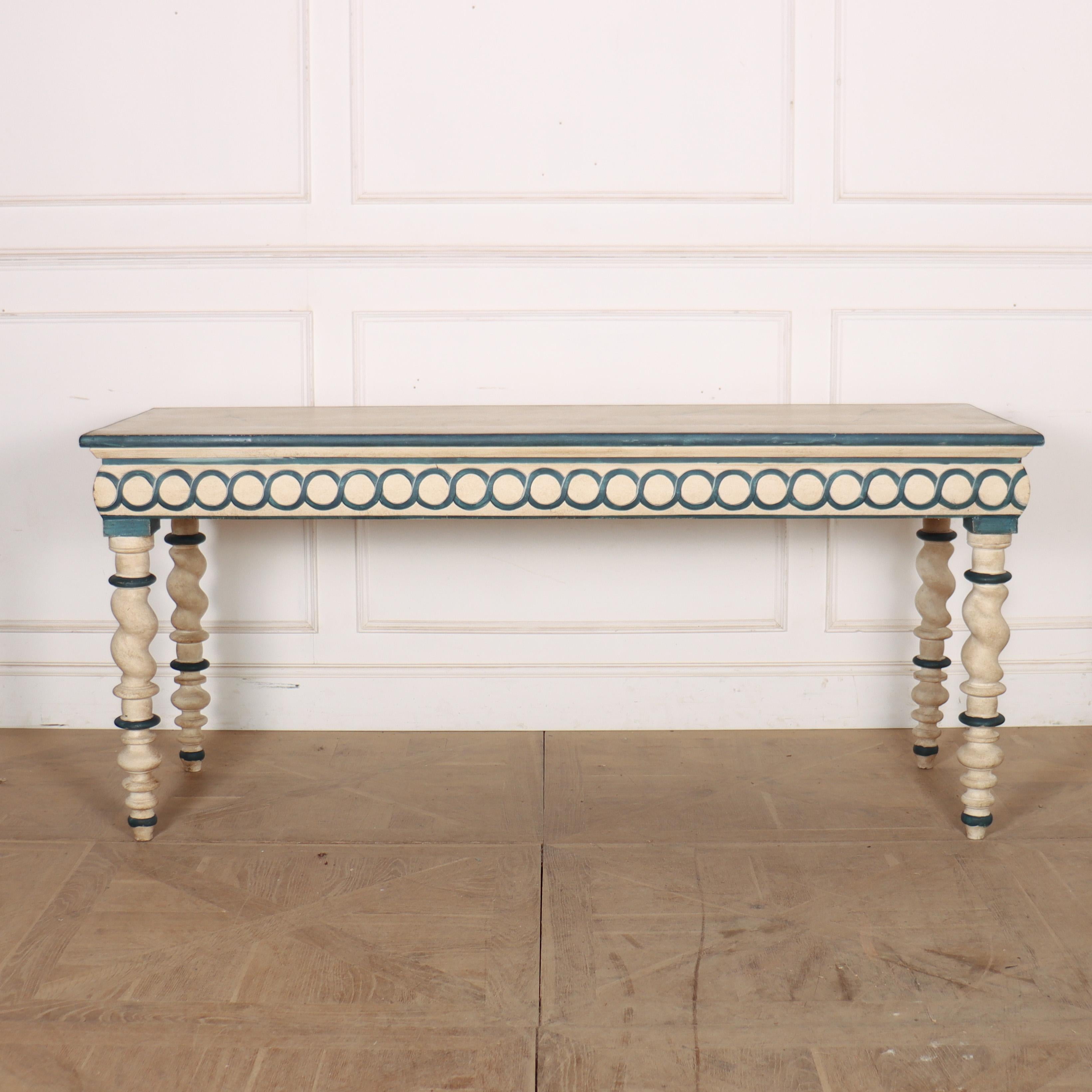 Good 19th century Dutch painted console table with later decoration and a faux marble top. 1840. 

Code: 9186

Dimensions:
W: 74