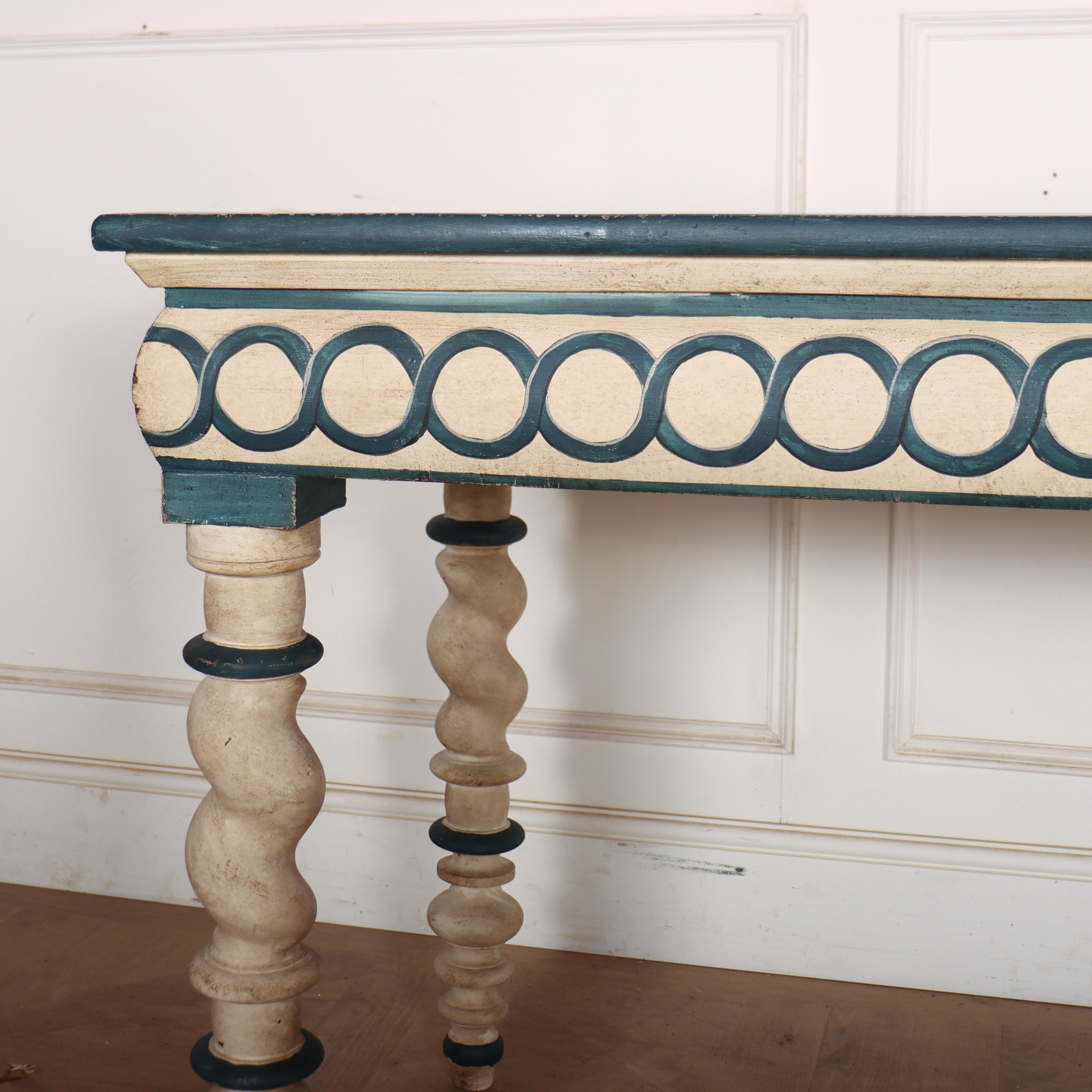 Hand-Painted Dutch Painted Console Table For Sale