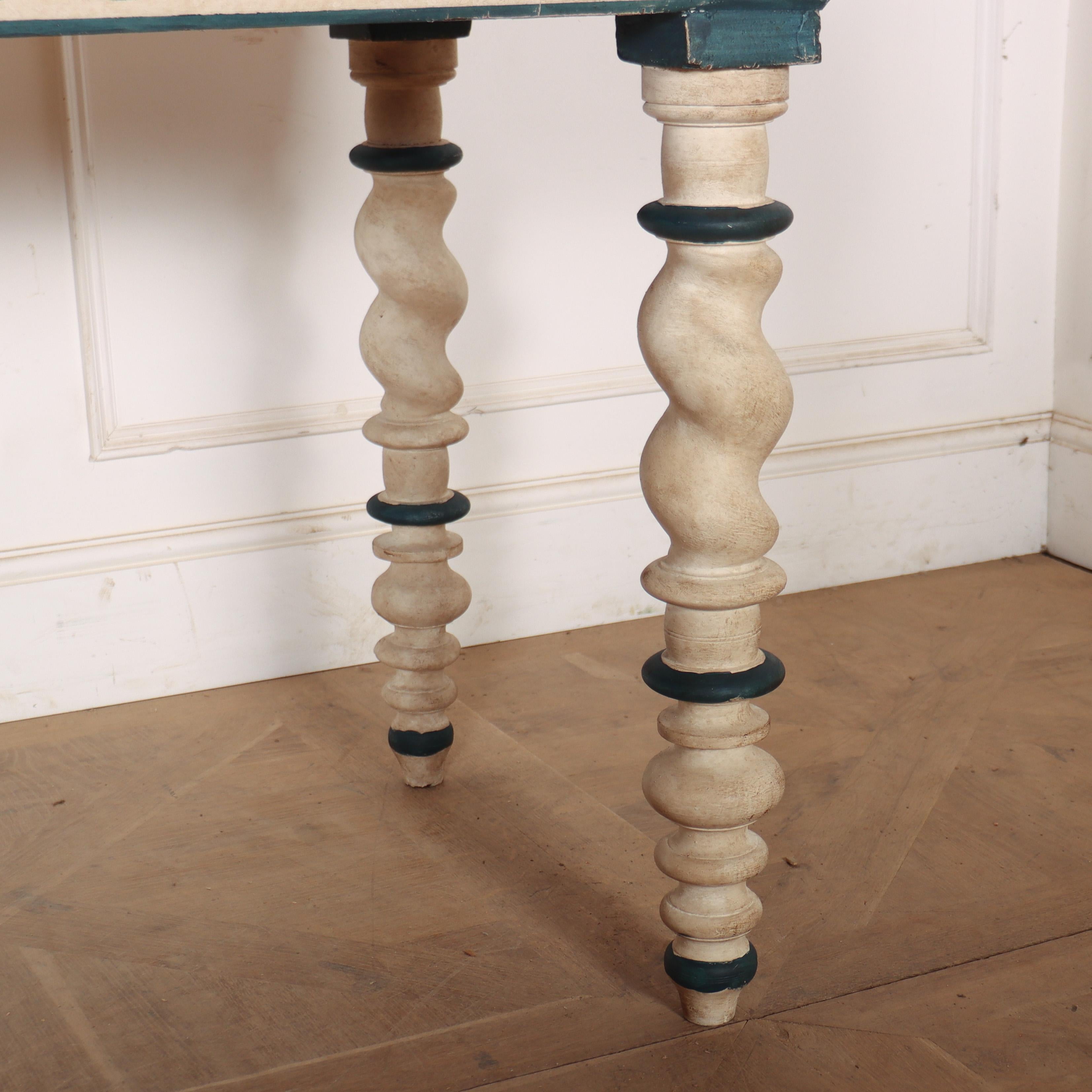 Pine Dutch Painted Console Table For Sale