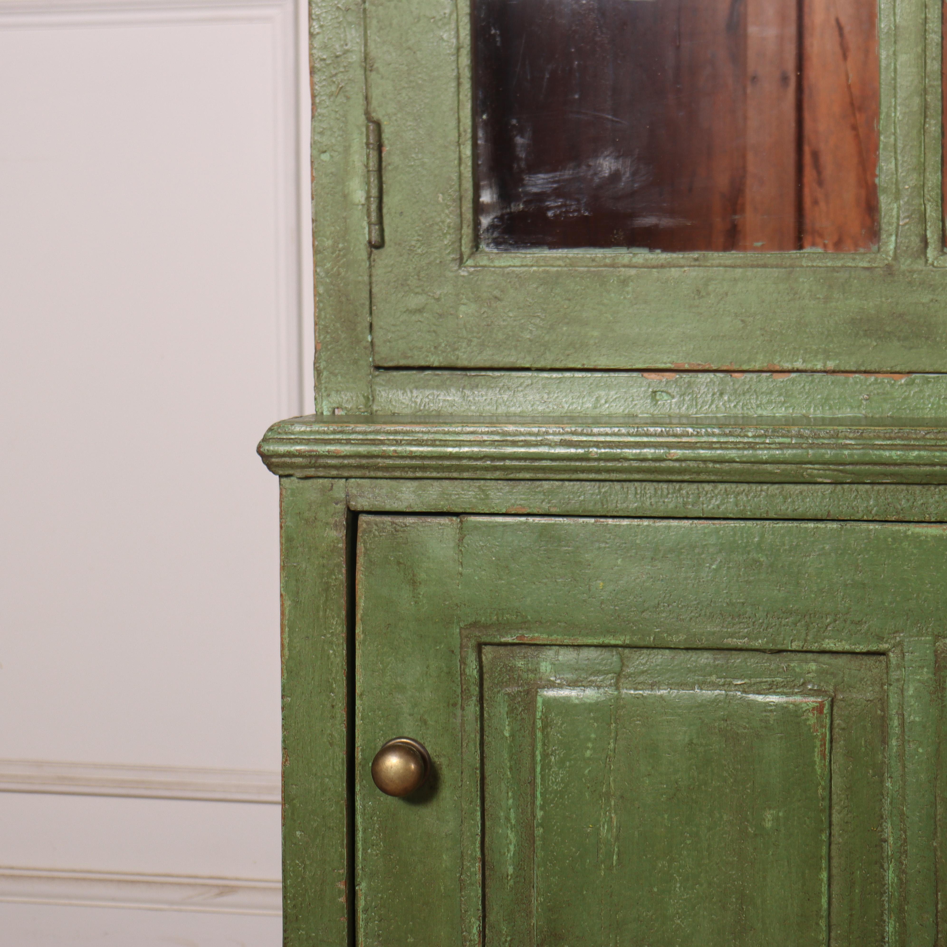 Glazed Dutch Painted Kitchen Cabinet For Sale