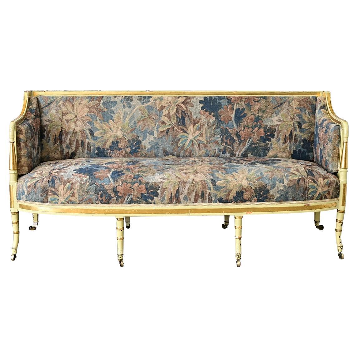 Dutch Painted Parcel Gilt Settee with New Upholstery