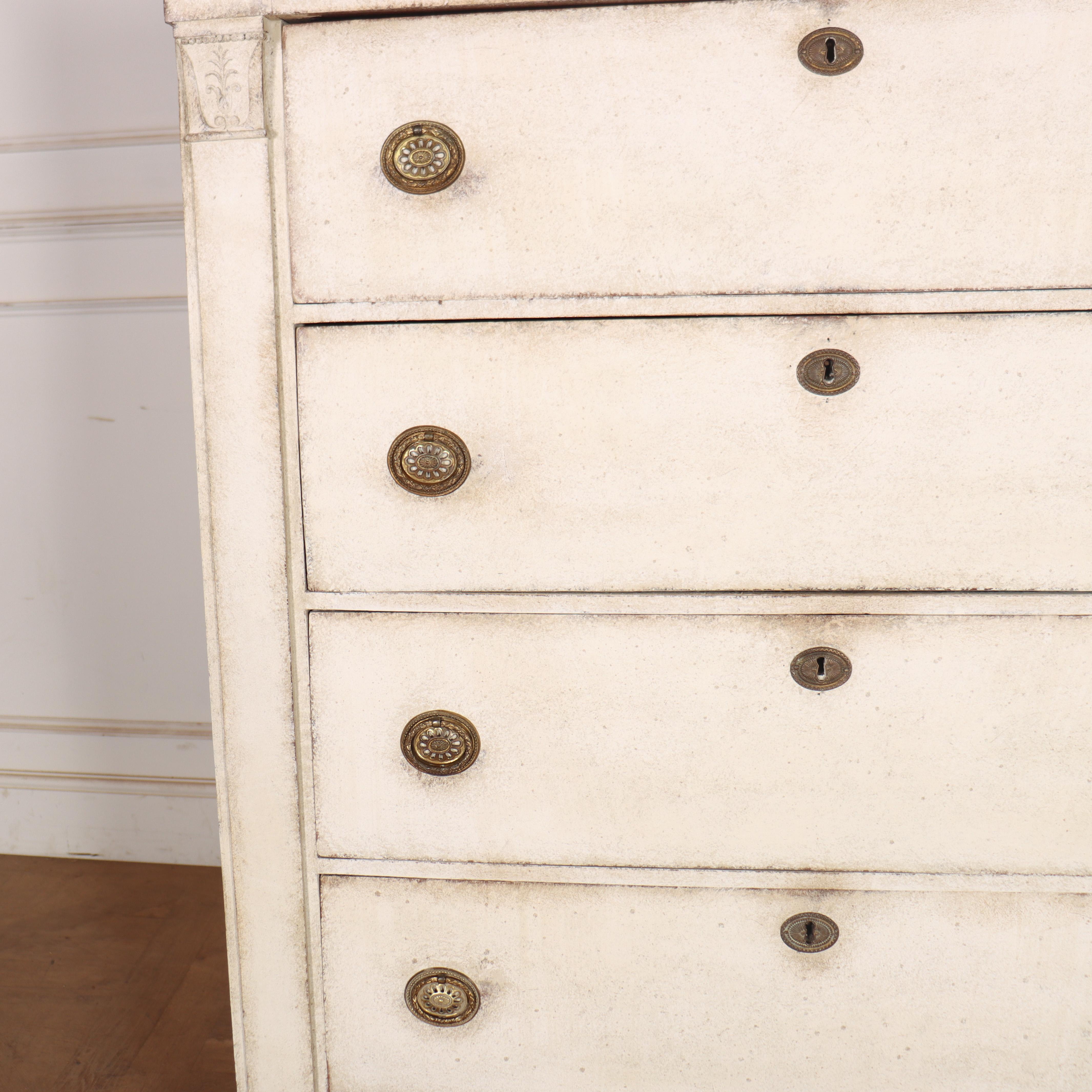 Dutch Painted Tall Boy Chest of Drawers (Buchenholz) im Angebot