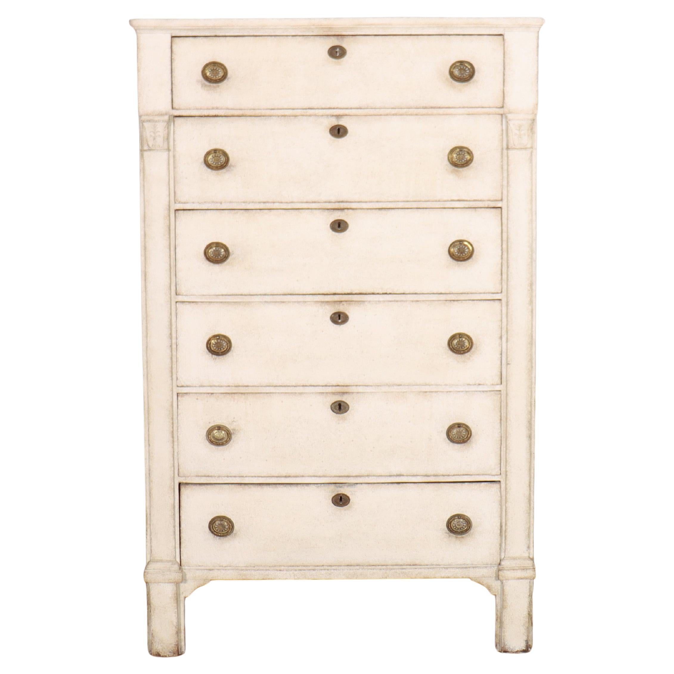 Dutch Painted Tall Boy Chest of Drawers im Angebot