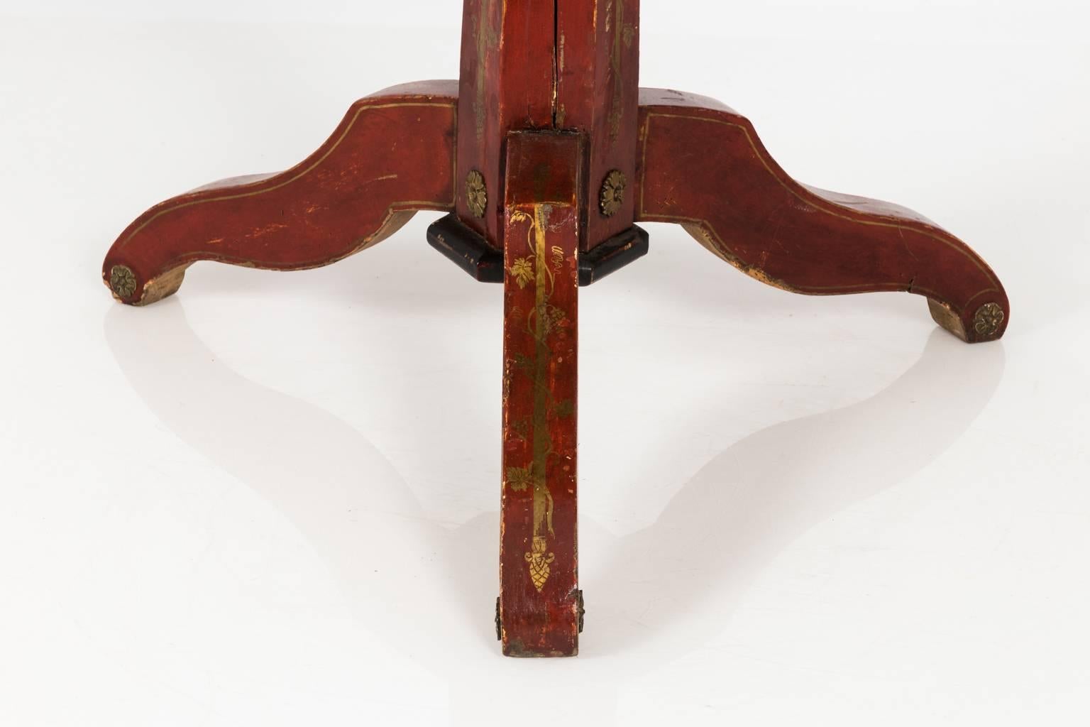 Wood Dutch Painted Tiltop Table For Sale