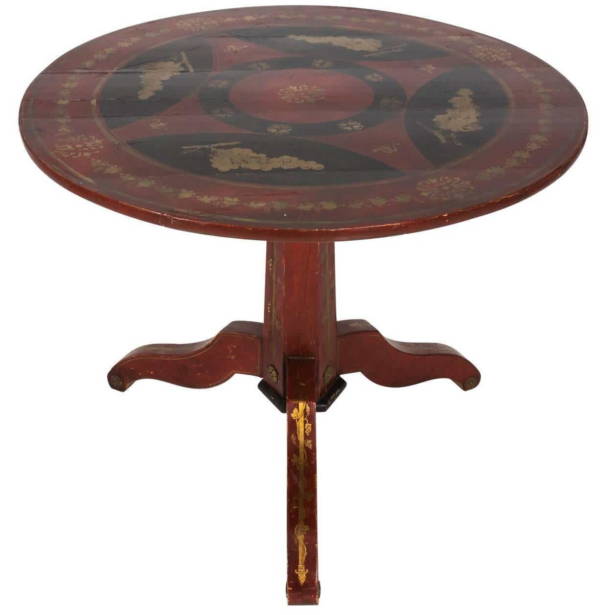 Dutch Painted Tiltop Table For Sale