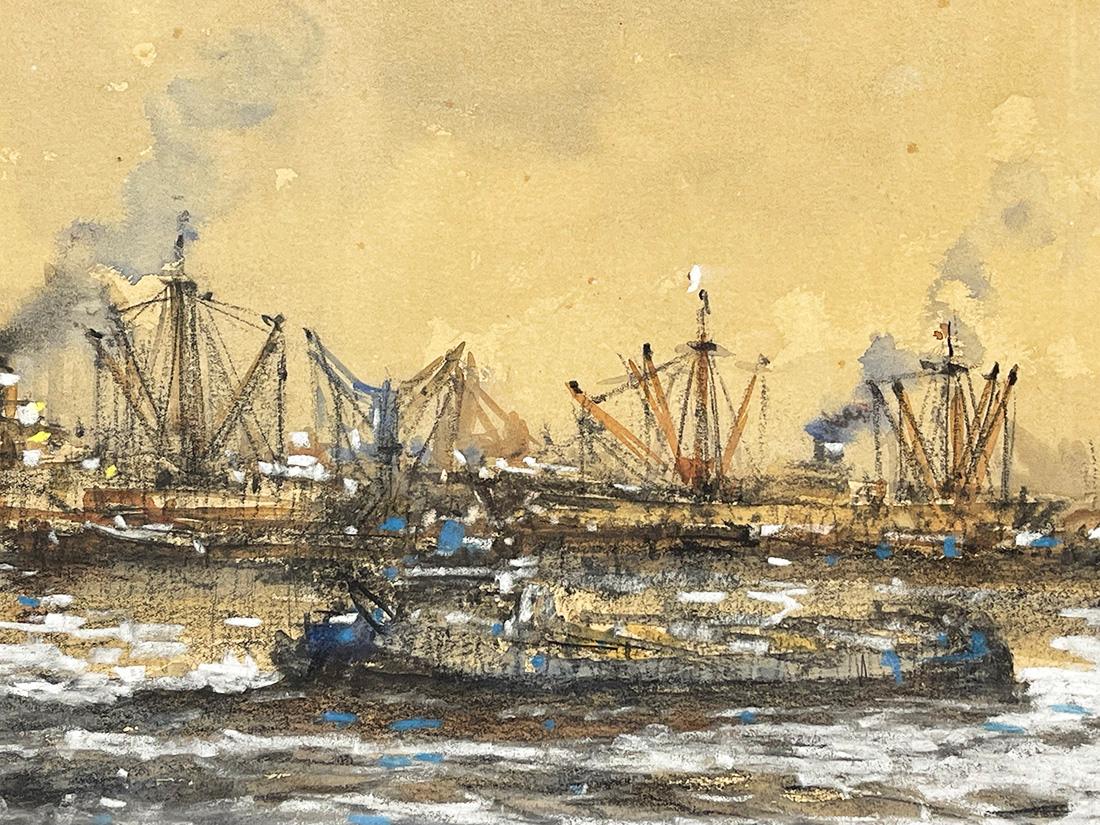 Niederländischer Maler Wim (Willem) Bos (1906-1974) Rotterdamer Hafen im Angebot 2