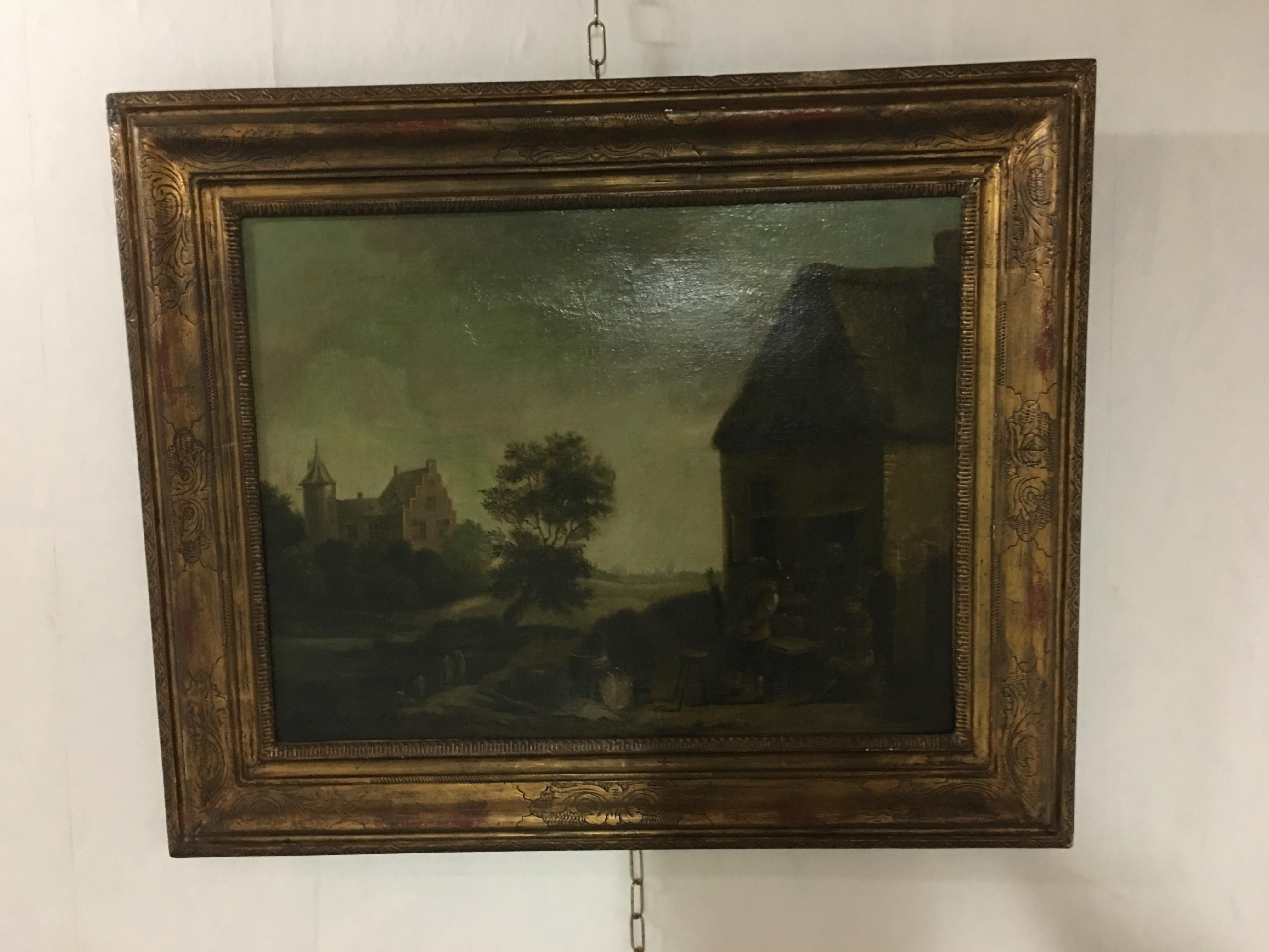 Niederländisches Gemälde, Landschaftsszene, 19. Jahrhundert (Farbe) im Angebot