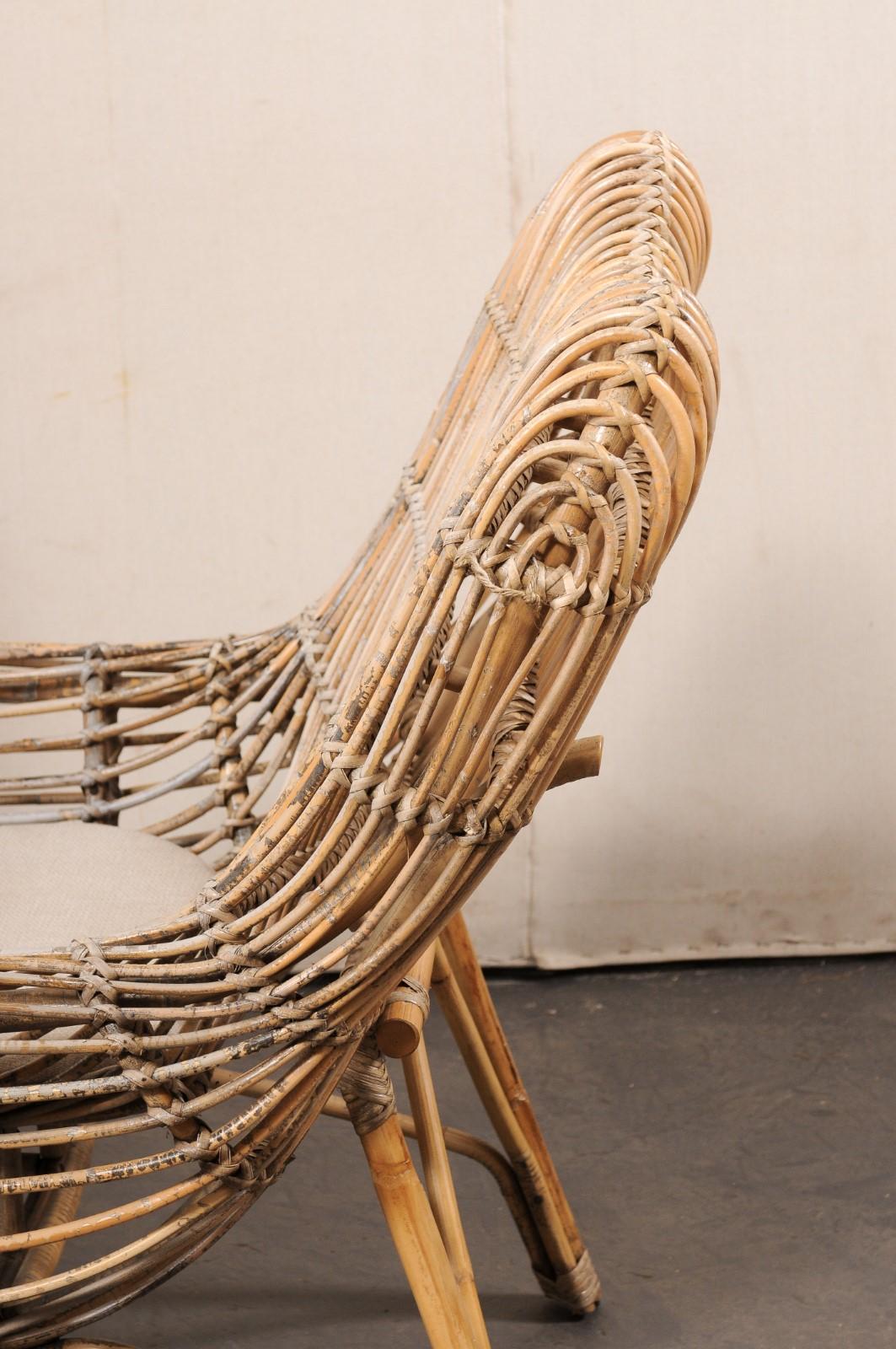 Dutch Pair of Bamboo & Rattan Lounge Chairs For Sale 7