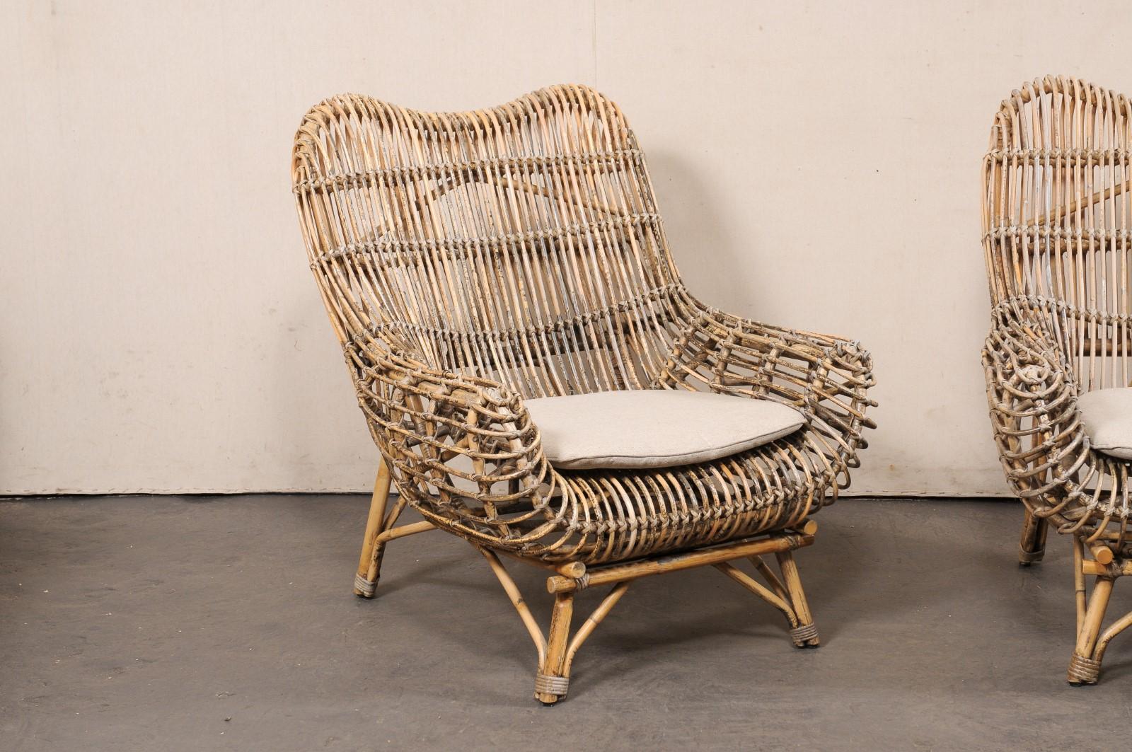 Dutch Pair of Bamboo & Rattan Lounge Chairs In Good Condition For Sale In Atlanta, GA