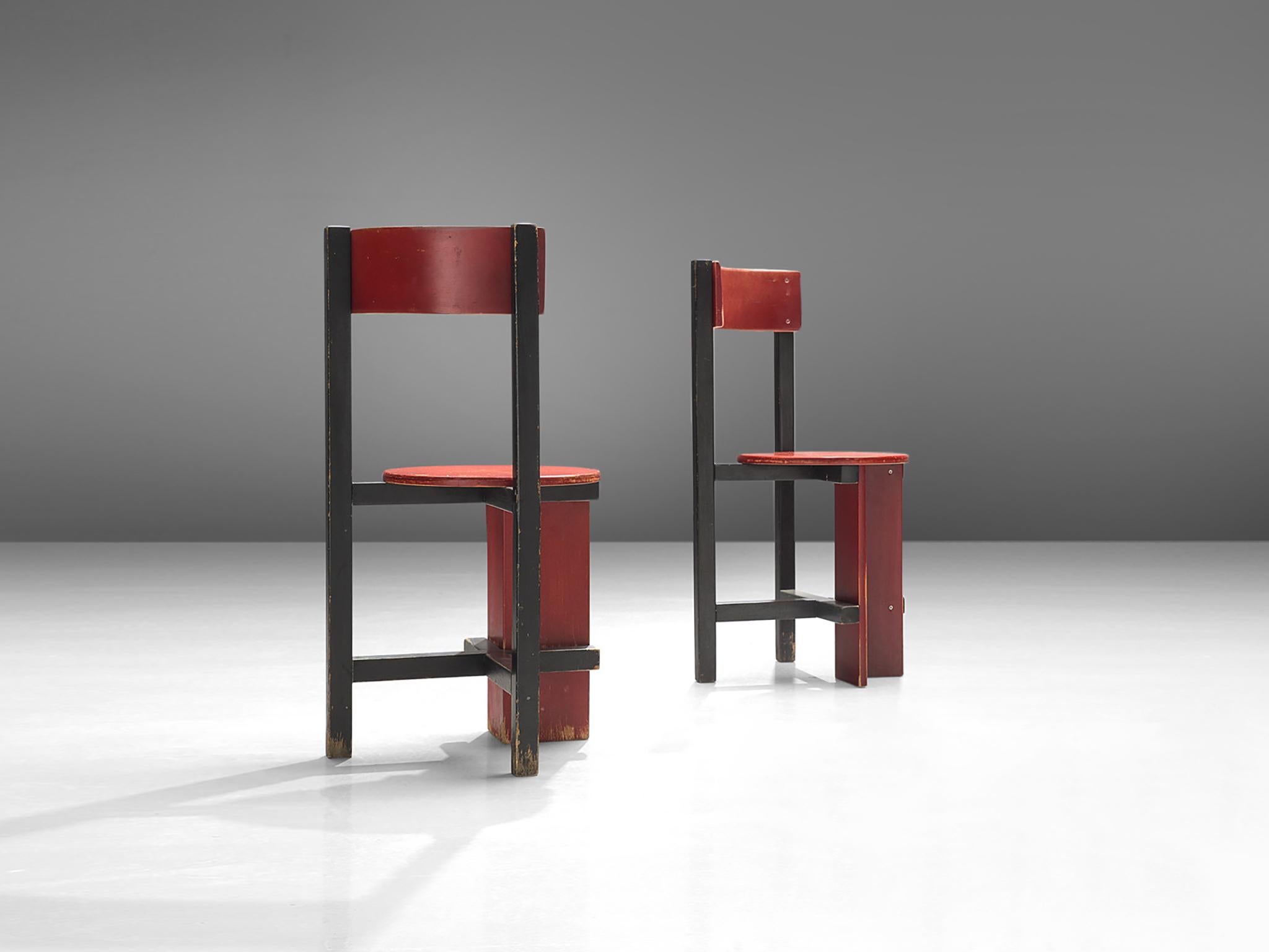 Mid-Century Modern Dutch Pair of 'Bastille' Chairs by Piet Blom, 1968