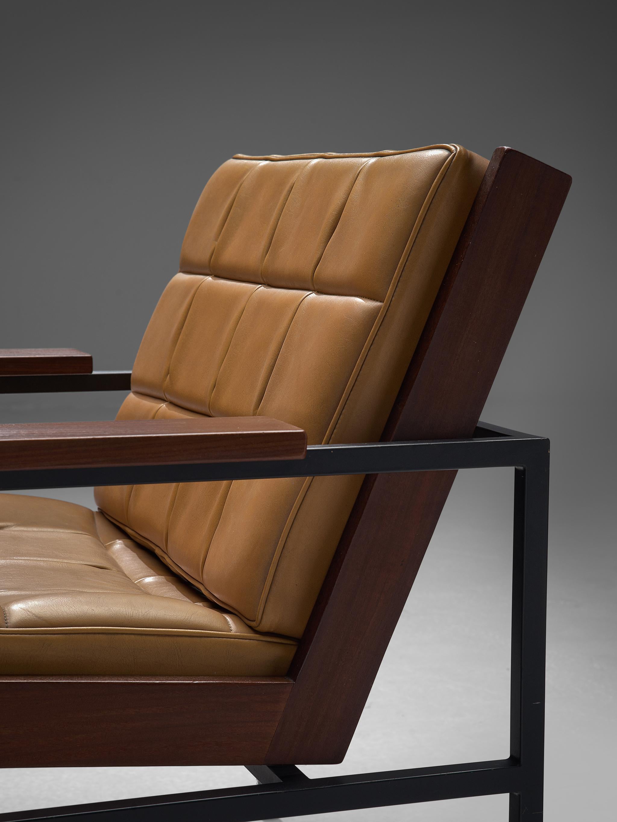 Dutch Pair of Lounge Chairs with Steel Frame In Good Condition In Waalwijk, NL