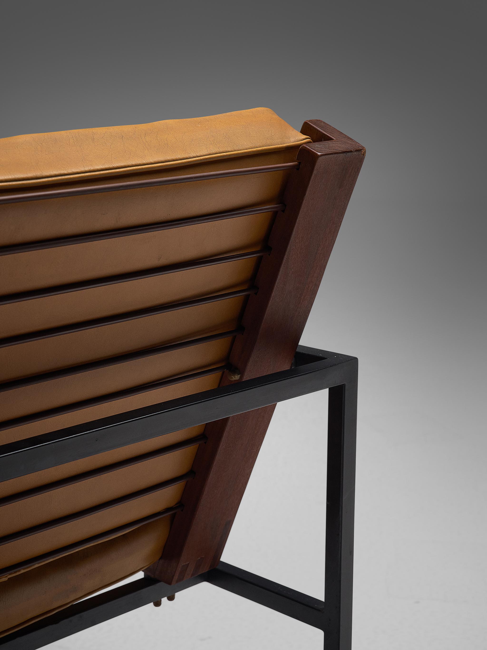 Mid-20th Century Dutch Pair of Lounge Chairs with Steel Frame