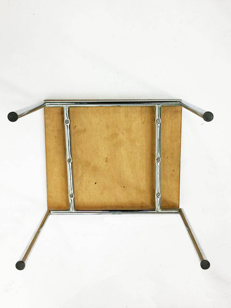 Dutch veneered wooden and chrome nesting tables, 1960s For Sale 2
