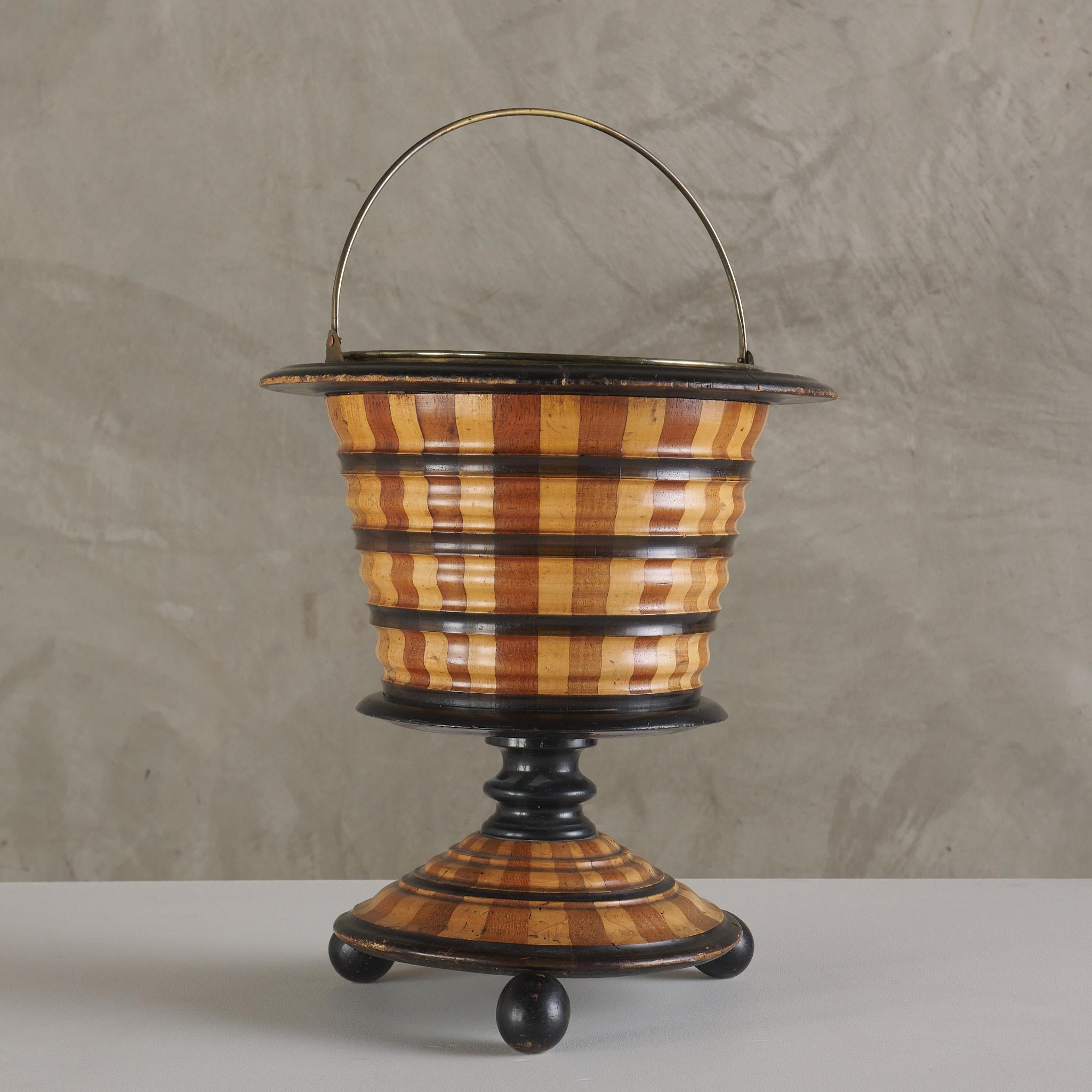Dutch Parcel, Ebonized Bucket with Brass Liner, 19Th C In Good Condition For Sale In Los Angeles, CA
